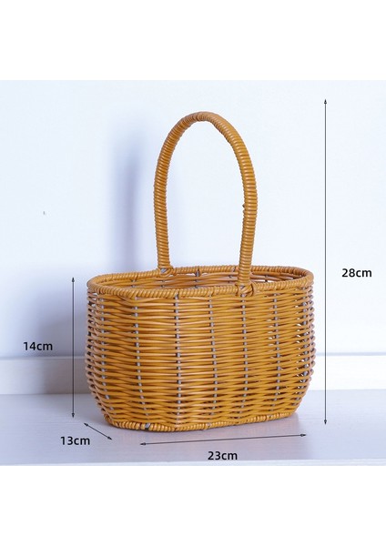 El Yapımı Dokuma Ahşap Dilim Saklama Sepeti Dekoratif Rattan Çiçek Sepeti Rustik Refakatçi Hediye Çanta Çiçek Aranjmanı Küçük Sepet (Yurt Dışından)