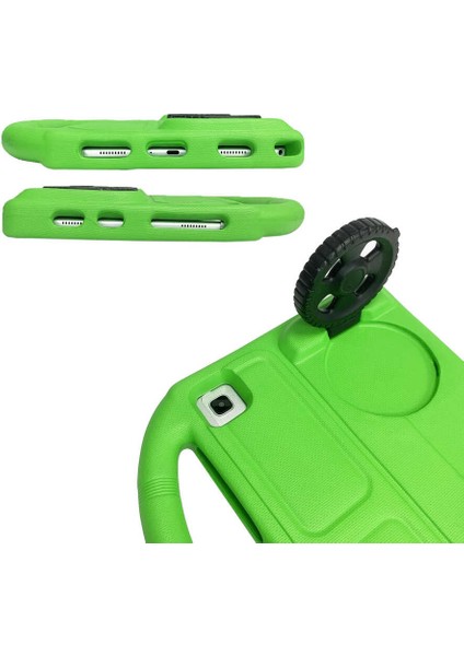 Samsung Galaxy Tab A7 10.4 T500 2020 Uyumlu Wheel Car Tekerlek Standlı Tablet Eva Silikon Kılıf-Yeşil