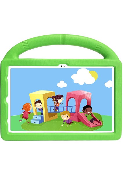 Samsung Galaxy Tab A7 10.4 T500 2020 Uyumlu Wheel Car Tekerlek Standlı Tablet Eva Silikon Kılıf-Yeşil