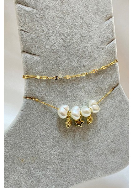 Altın Renk Barok Yıldız Model Singapur ve Sf Zincir Çelik Halhal - 3297 fiyatları