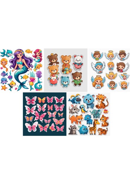 Kız Çocuk Etiket Sticker Yapıştırma Seti Defter Masa Dolap Suluk Duvar Etiket