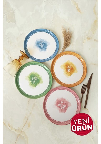 Flowers Mottolu Nordic Pasta Tabağı 22 cm 4 Adet 22804-05