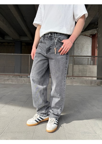 Eskitme Yıkamalı Baggy Fit Jean - Gri fırsatları
