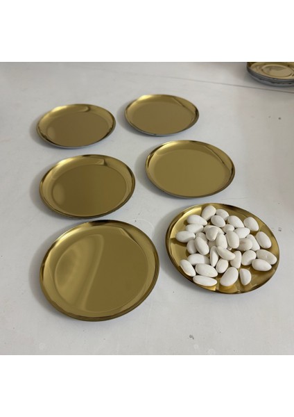 Çelik Gold Renk 6 Adet Düz Mini Çerezlik Pasta Tatlı Tabağı 12 cm fiyatları