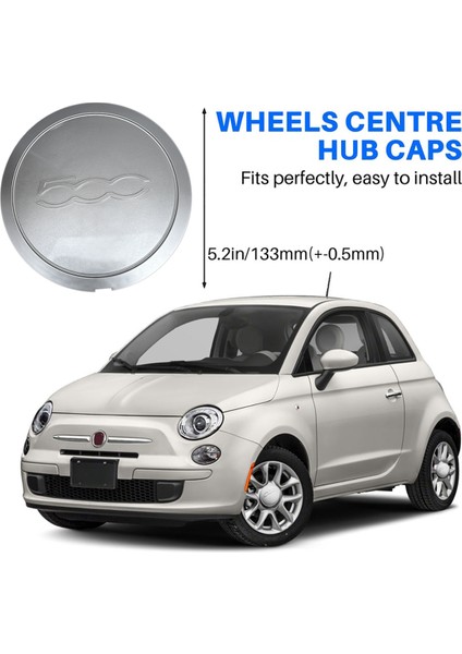 Fiat 500 Tekerlek Merkezi Göbek Kapakları Için 4 Adet 133MM Göbek Kapağı 68078419AC 68078421AC Toz Kapağı (Yurt Dışından)