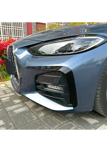 Araba Parlak Siyah Ön Sis Lambası Trim Çerçeve Kapak Trim Çıkartmalar Bmw 4 Serisi Için G22 G23 G26 M Spor 2020-2023 (Yurt Dışından)