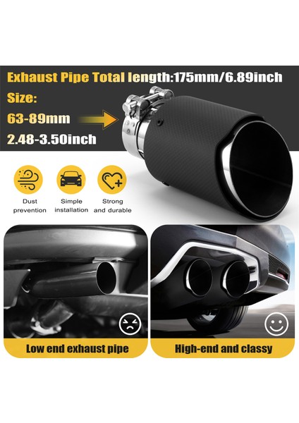 Araba Mat Karbon Fiber Egzoz Ucu 63-89MM Evrensel Araba Egzoz Borusu Modifikasyonu Kuyruk Boğazı Klipsli Kuyruk Borusu (Yurt Dışından) indirimleri