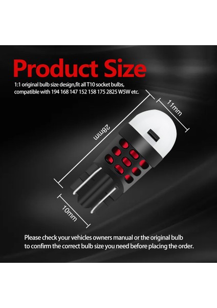 2 Adet T10 W5W 194 168 3030 1smd 6500K Kuyruk Ampulü Araba LED Gümrükleme Lambası Kapı Işıkları Plaka Tavan Lambası 12V Beyaz (Yurt Dışından) fiyatları