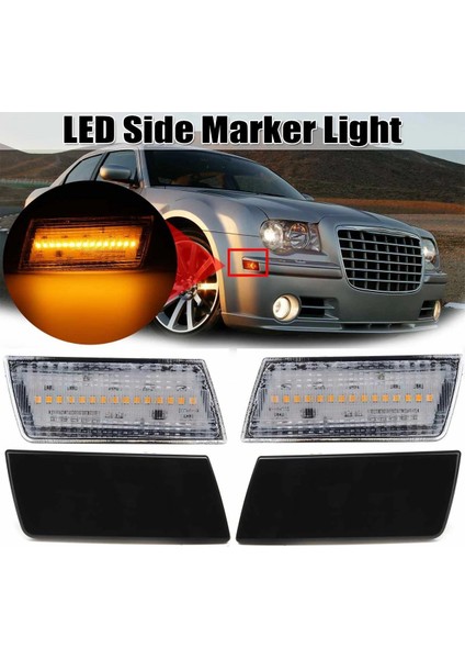 Adet LED Yan Sinyal Lambası Amber Ön Tampon Dönüş Sinyal Işığı Chrysler 300 300C 2005-2010 Füme Siyah (Yurt Dışından) fiyatları