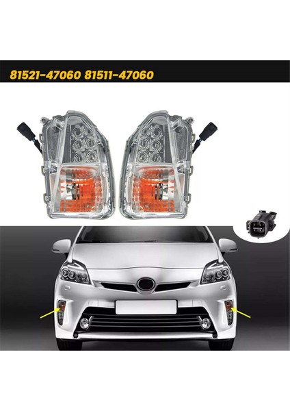 Sol Ön Sis Lambası LED Sinyal Lambası Ampullü 81521-47060 Prius 2012-2015 Gündüz Park Lambası Amber+Beyaz (Yurt Dışından) indirimleri