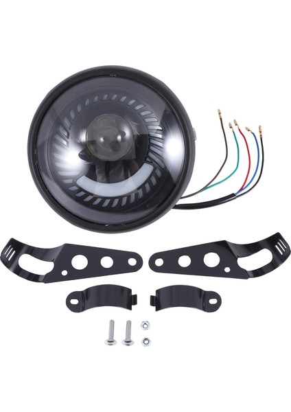 Motosiklet Cafe Racer Bobber 6.5 Inç LED Far Spiral Beyaz Yan Montaj Braketi (Yurt Dışından)