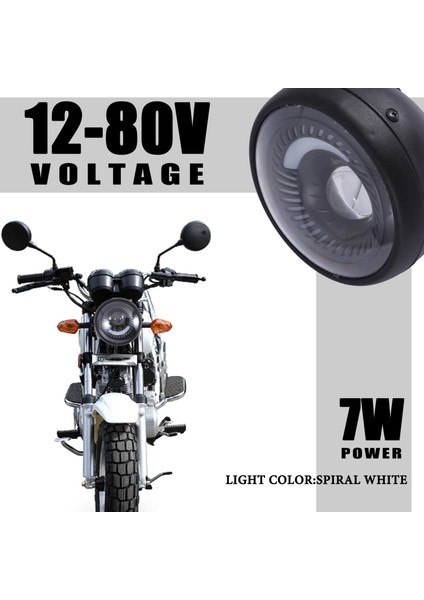 Motosiklet Cafe Racer Bobber 6.5 Inç LED Far Spiral Beyaz Yan Montaj Braketi (Yurt Dışından) modelleri