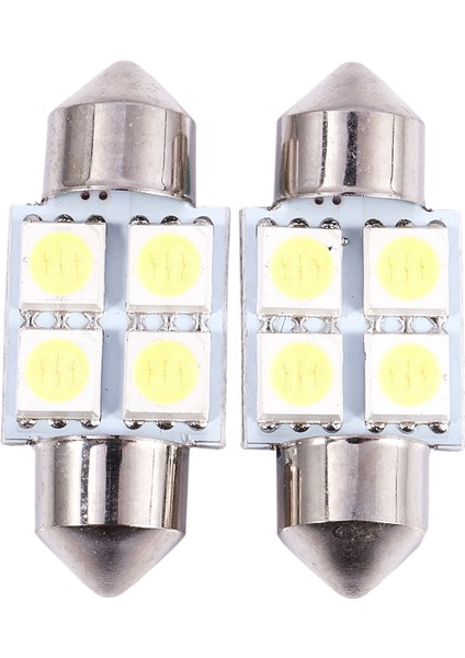 Dc 12V 31MM 4 5050 Smd Araba Iç Kubbe Festoon LED Işık Beyaz 2 Adet (Yurt Dışından)