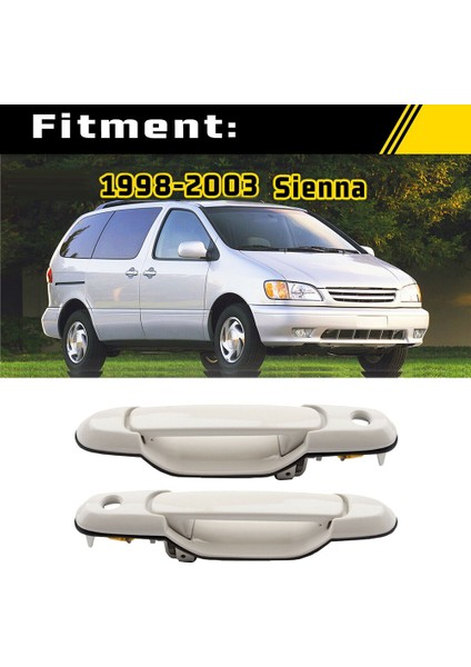 1998-2003 Toyota Sienna Sürücü ve Yolcu Tarafı Için Ön Dış Dış Kapı Kolu Çift Seti 69220-08010-A0 Beyaz (Yurt Dışından)