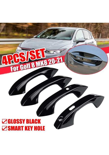 Araba Dış Kapı Kolu Kapağı Döşemesi-Golf 8 Mk8 Aksesuarları 2020 2021 Parlak Siyah (Yurt Dışından)