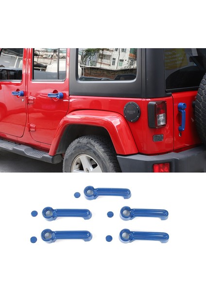 Jeep Wrangler Jk 2007-2017 Liberty 2008-2012 Için Kapı Kolu Uçları Kapak Kiti ve Bagaj Kapağı Kolu Kapağı, Mavi (Yurt Dışından)