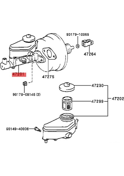 Araba Fren Ana Silindir Alt Montajı 47201-12800 Toyota Corolla 1992-2002 Chevrolet Geo Prizm 1993-1997 Için (Yurt Dışından) modelleri