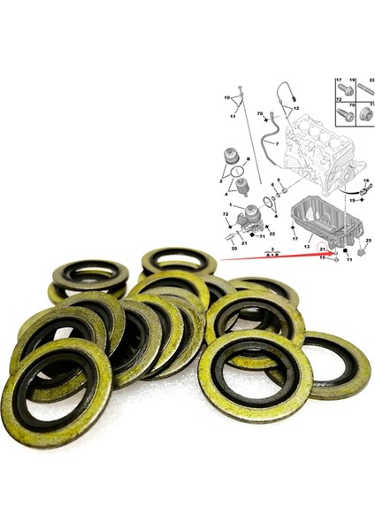 Peugeot, Citroen, Toyota, Renault, Fiat, Iveco, Nissan, Opel, Volvo, Mini Için 20 Adet Motor Yağı Tahliye Tapası Contası 016393/016454 (Yurt Dışından) fırsatları