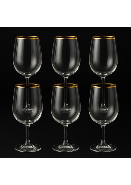 Kristal Ayaklı Bardak Altın Yaldızlı 350 ml 6 Adet
