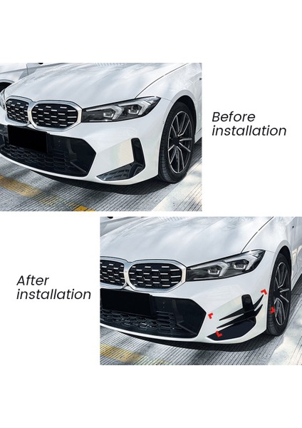 Araba Parlak Siyah Ön Tampon Yan Kanallar Splitter Spoiler Sis Lambası Hava Firar Trim Için Bmw G20 G21 Lcı M Spor 2023+ (Yurt Dışından)