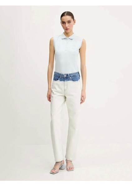 Guess Kadın Mavi Kolsuz Slim Fit Polo Üst