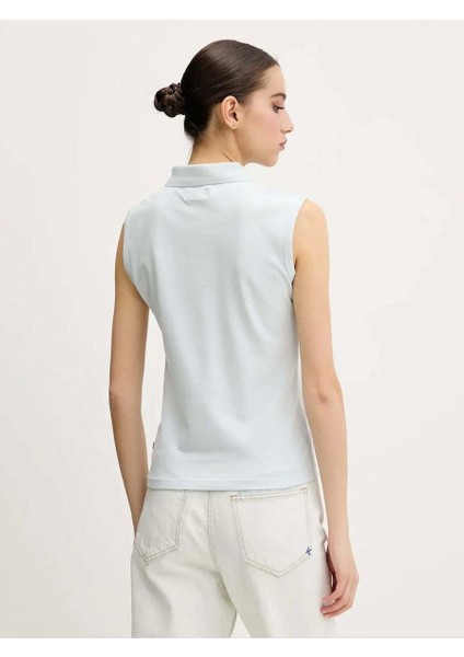 Guess Kadın Mavi Kolsuz Slim Fit Polo Üst