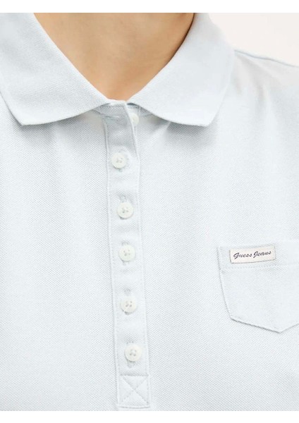 Guess Kadın Mavi Kolsuz Slim Fit Polo Üst
