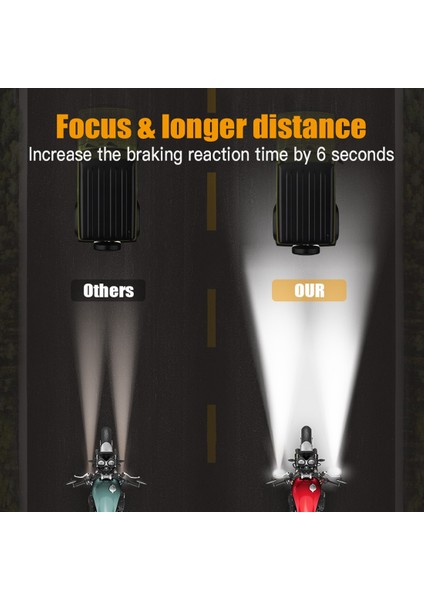 Motosiklet Farı 30W LED Spot Işıkları Moto Yardımcı Aydınlatmaları Drl Motosiklet Lambaları Sis Lambası, Beyaz + Sarı Işık (Yurt Dışından) indirimleri