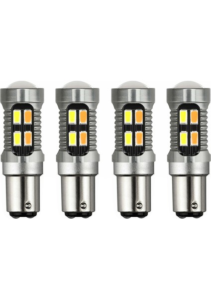 4x Araba LED Ampul Canbus 1157 P21/ 5W BAY15D Çift Renkli Geri Vites Lambası Beyaz Amber C (Yurt Dışından)
