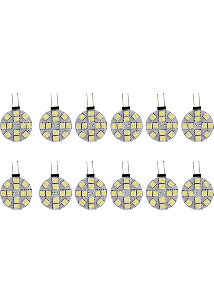 12PCS G4 Puck Işıkları LED Ampuller Yan Pim Tabanı Yuvarlak G4 5050 12SMD LED Rv Camper Işık Ev Okuma Işığı, Beyaz (Yurt Dışından)