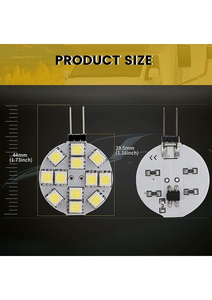 12PCS G4 Puck Işıkları LED Ampuller Yan Pim Tabanı Yuvarlak G4 5050 12SMD LED Rv Camper Işık Ev Okuma Işığı, Beyaz (Yurt Dışından)