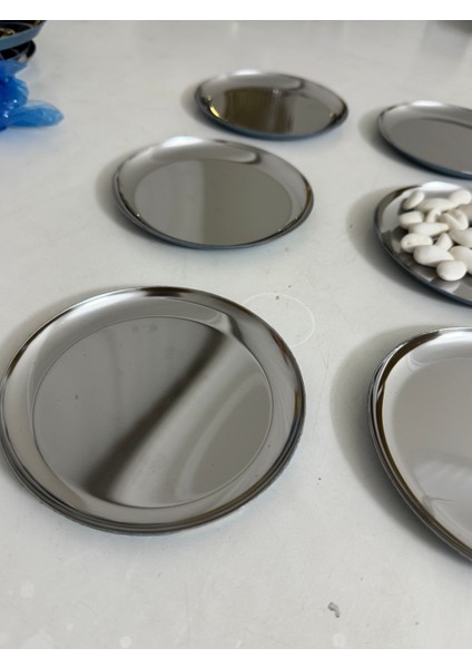 Çelik Gümüş Renk 6 Adet Düz Mini Çerezlik Pasta Tatlı Tabağı 12 cm modelleri