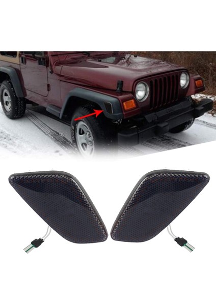 Jeep Wrangler Tj 1997-2006 Için Araba Yan Sinyal Lambası Sinyal Işığı 55155629AC 55155628AC Siyah (Yurt Dışından) fiyatları