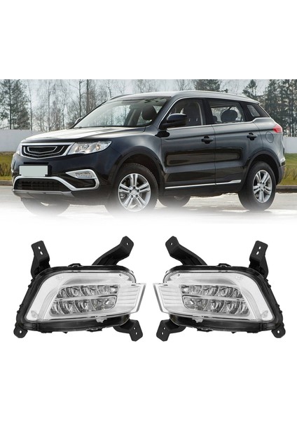 Araba Sağ Ön Tampon LED Sis Farları Montaj Sürüş Lambası Sis Lambası Geely Atlas Emgrand X7 Sport 2016 2017 (Yurt Dışından)