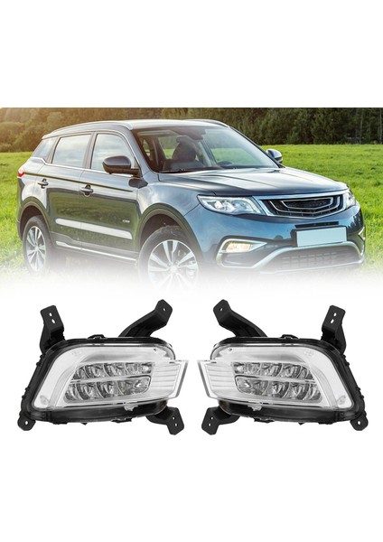 Araba Sağ Ön Tampon LED Sis Farları Montaj Sürüş Lambası Sis Lambası Geely Atlas Emgrand X7 Sport 2016 2017 (Yurt Dışından)