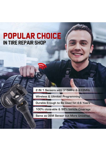 Programlanabilir Mx Sensörü 315MHZ+433MHZ 2'si 1 Arada Lastik Basıncı Sensörü Monitör Sistemi Evrensel Düzenlenebilir Tpms Aracı-Autel (Yurt Dışından)