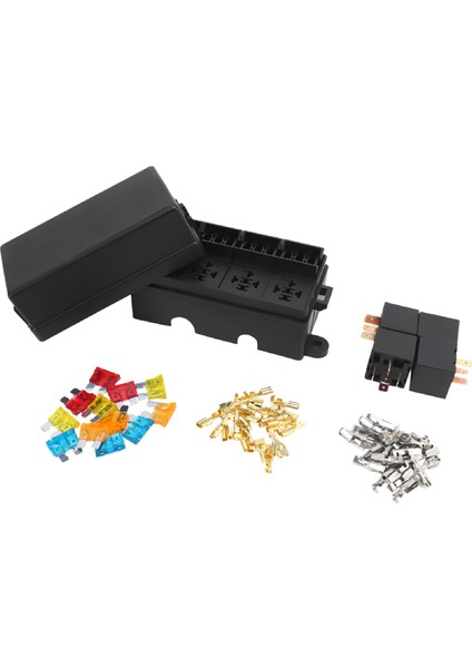 Maça Terminalleri ve Sigorta ile 12 Yollu Blade Sigorta Tutucu Kutusu Araba Kamyon Römork ve Tekne Için 4 Adet 4pin 12 V 80A Röleler (Yurt Dışından)