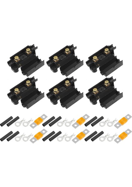 Çift Pil Sistemi Için Ans Sigorta Tutucu Seti, Sigorta Tutucu, Tüp Terminalleri, Önceden Kesilmiş Isıyla Daralan Kılıf, 6 Set (40A) (Yurt Dışından)