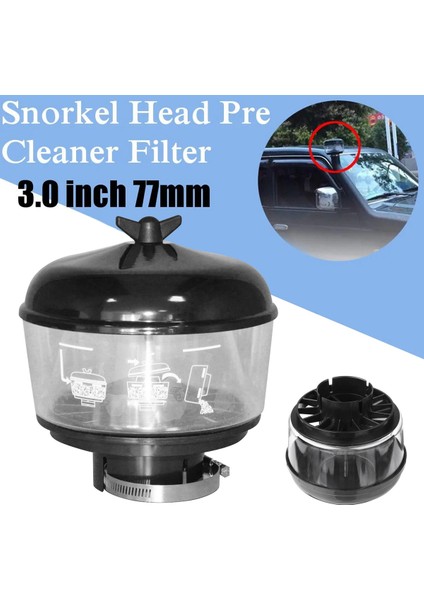 3 Inç/77 mm Su Tuzak Şnorkel Kafası Hava Ram Kafası Ön Temizleyici Kum Kabı Toyota Nissan Ram Cat 9Y9431 8H2021 1S5159 (Yurt Dışından)