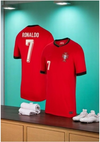 Portekiz Ronaldo Milli Takım Kırmızı Yetişkin Üst Halı Saha Forması