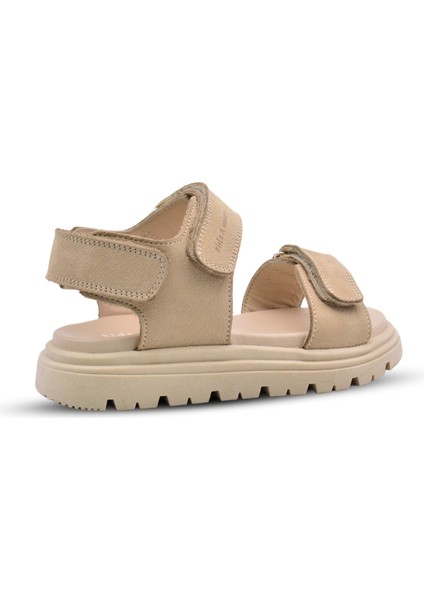 Santos Çift Cırtlı Deri Çocuk Sandalet Bej Rengi fiyatları