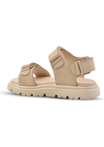 Santos Çift Cırtlı Deri Çocuk Sandalet Bej Rengi modelleri