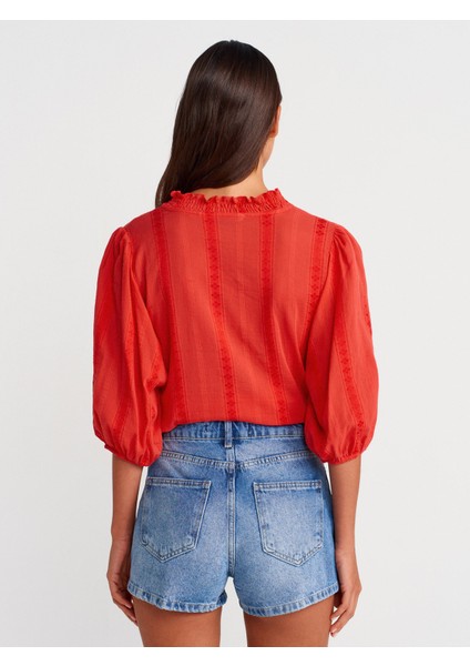 71974 Taşlanmış Mom Denim Şort-Koyu Mavi