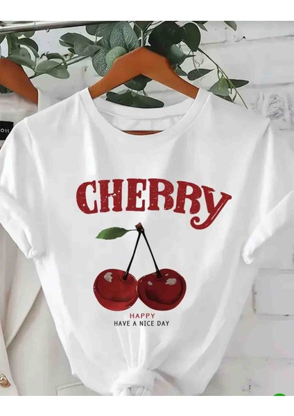 Cherry Özel Tasarım Baskılı Oversize Tshirt