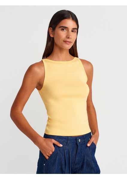 21048 Halter Yaka Top-Sarı