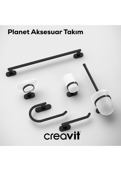 Planet Tuvalet Kağıtlığı Kapaklı Mat Siyah