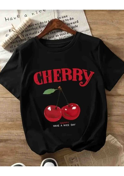 Cherry Özel Tasarım Baskılı Oversize Tshirt