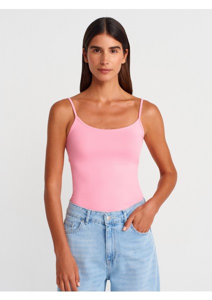 20901 Ince Askılı Poliamid Top-Pembe