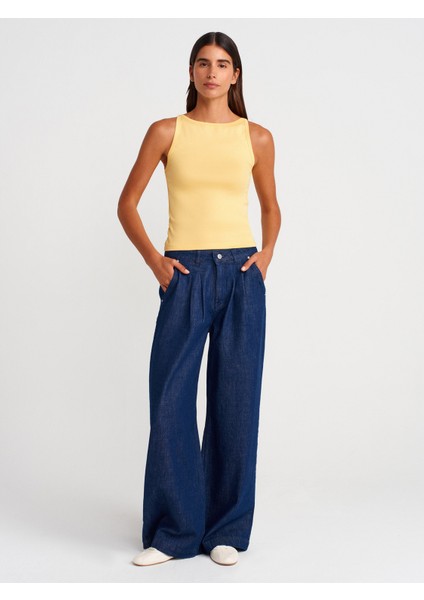 21048 Halter Yaka Top-Sarı