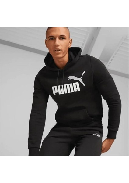 Ess+ 2 Col - Erkek Siyah Pamuklu Kapüşonlu Sweatshirt - 586764 61